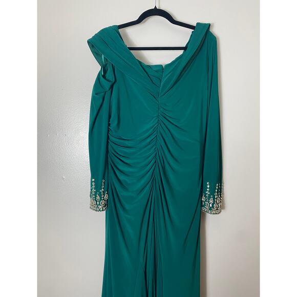 MAC DUGGAL DRESS GOWN 16 GREEN MOTHER OF BRIDE BRIDESMAID HOLIDAYS FORMAL - Picture 9 of 16